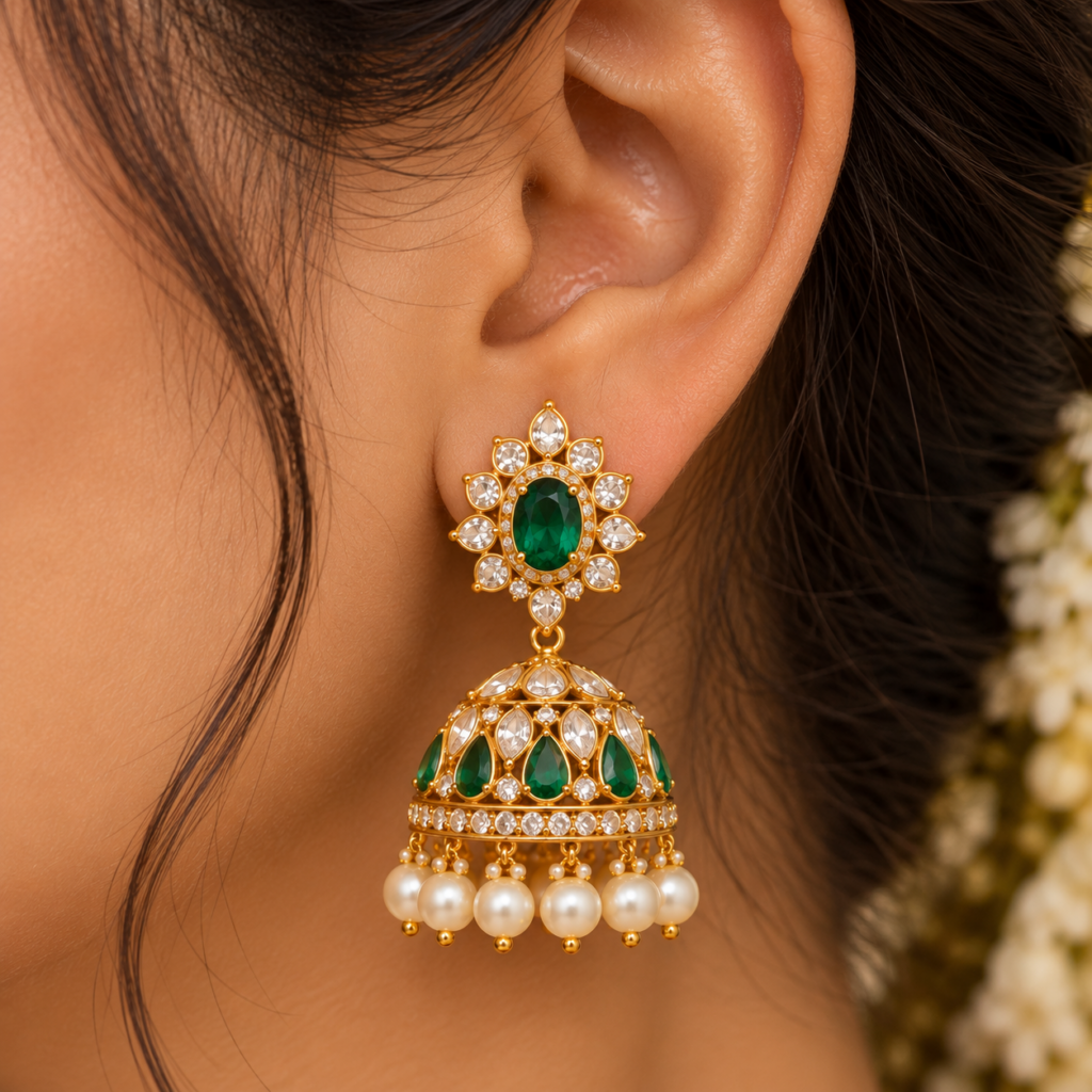 elegant gold-toned jhumka earring